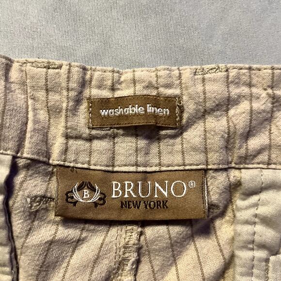 Bruno New York Men’s Beige Plaid Washable Linen Shorts 36x9 Lightweight - Picture 3 of 6